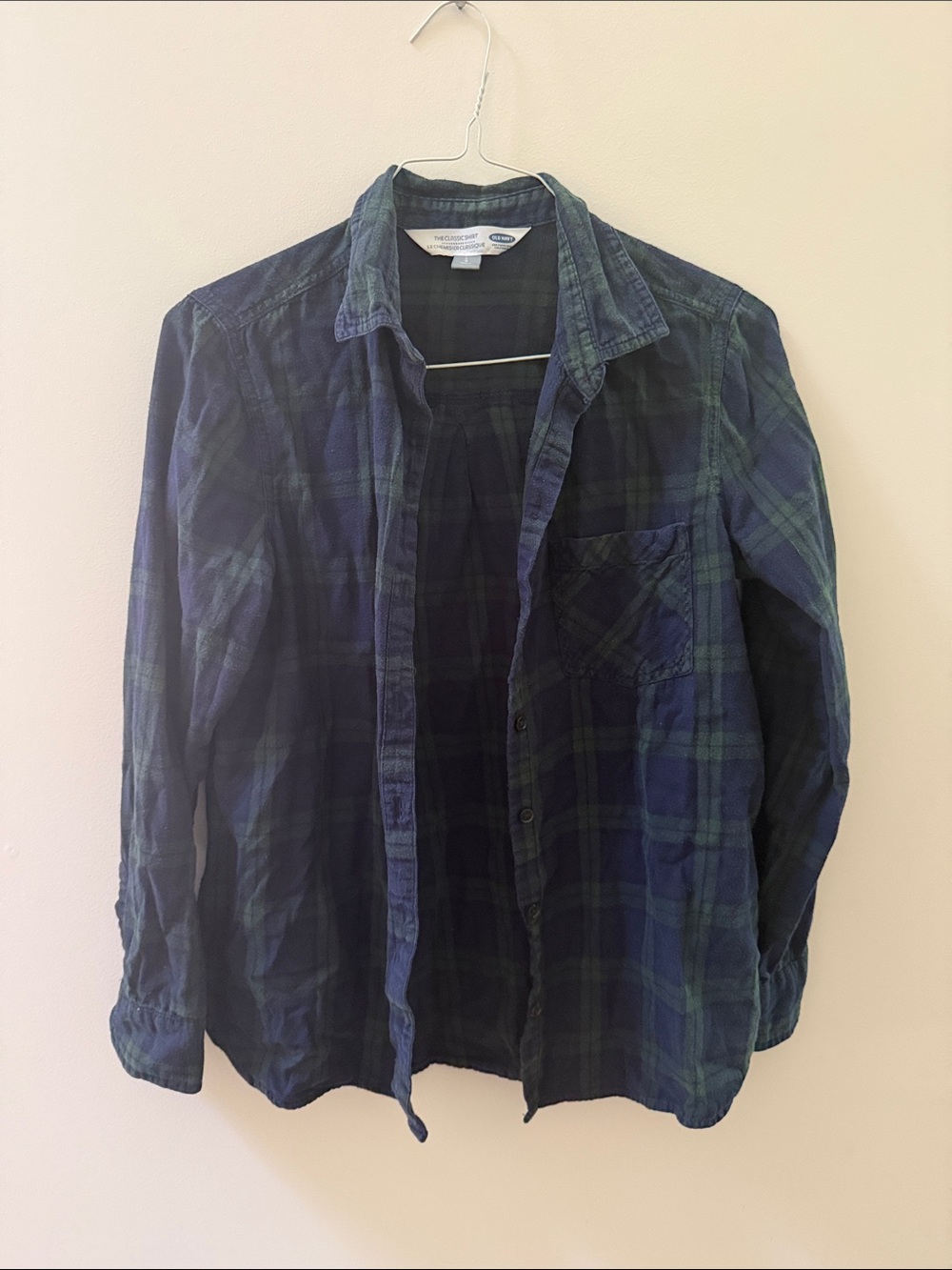 Old Navy Blue & Green Plaid Button-Down Shirt